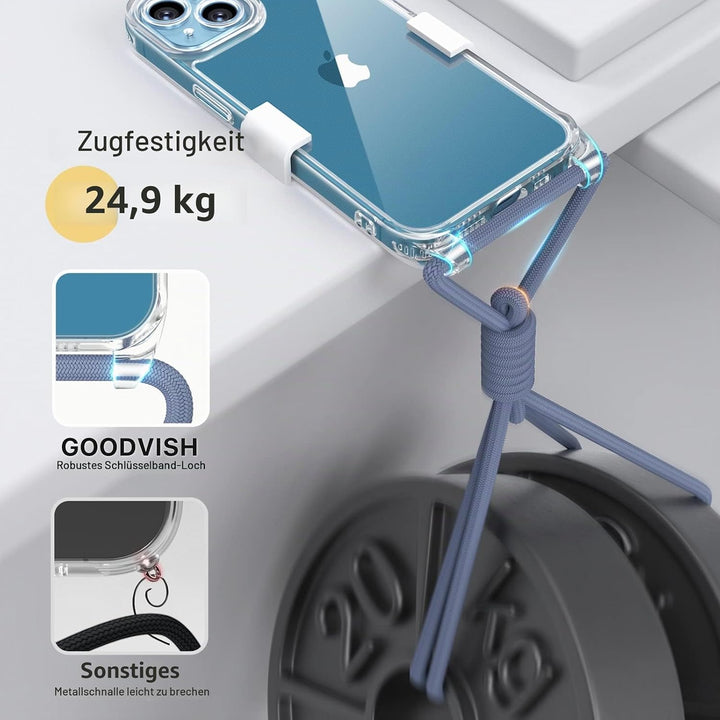 GOODVISH 3 in 1 Handykette für iPhone 13 6,1 Zoll - mit 2 Stück Schutzfolie - Necklace Hülle mit Ban