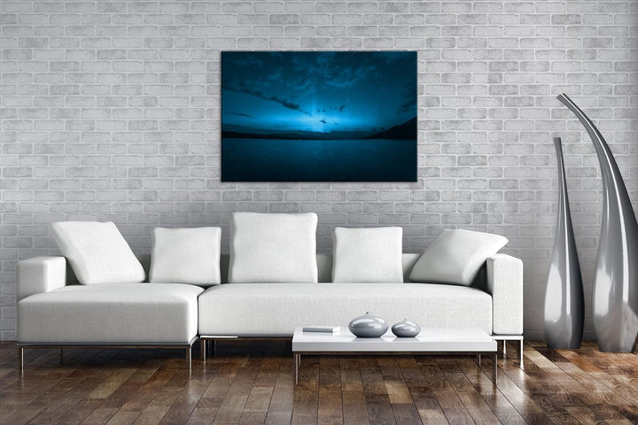 deyoli Dark Aurora Borealis Nordlicht Format 80x60 Effekt: Monocrome Blau als Leinwandbild, Motiv fe