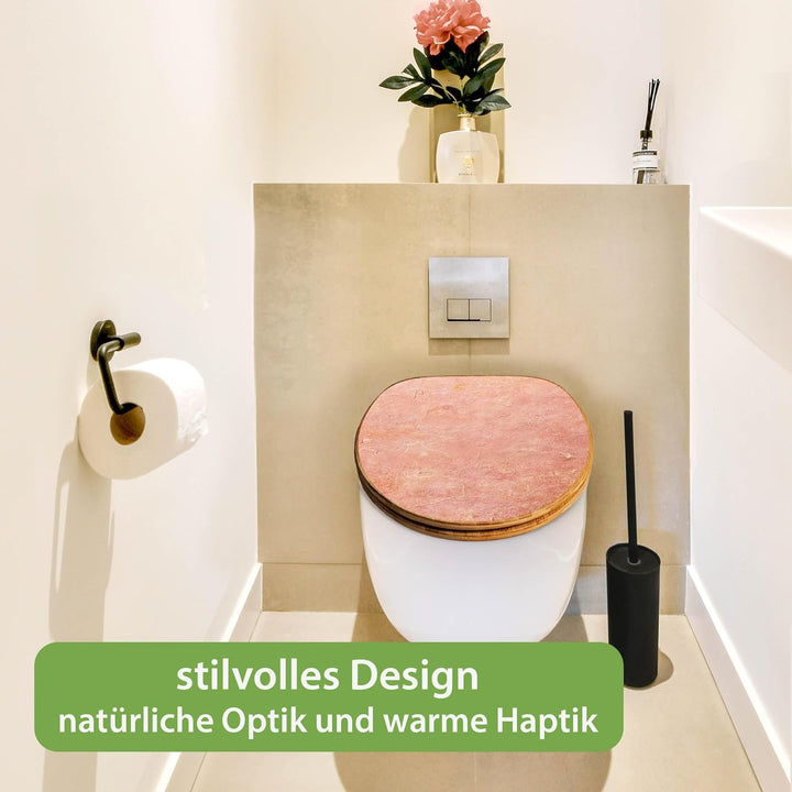 banjado Design WC Sitz Bambus Absenkautomatik 45,8x37,5cm - Toilettendeckel mit Absenkautomatik Holz