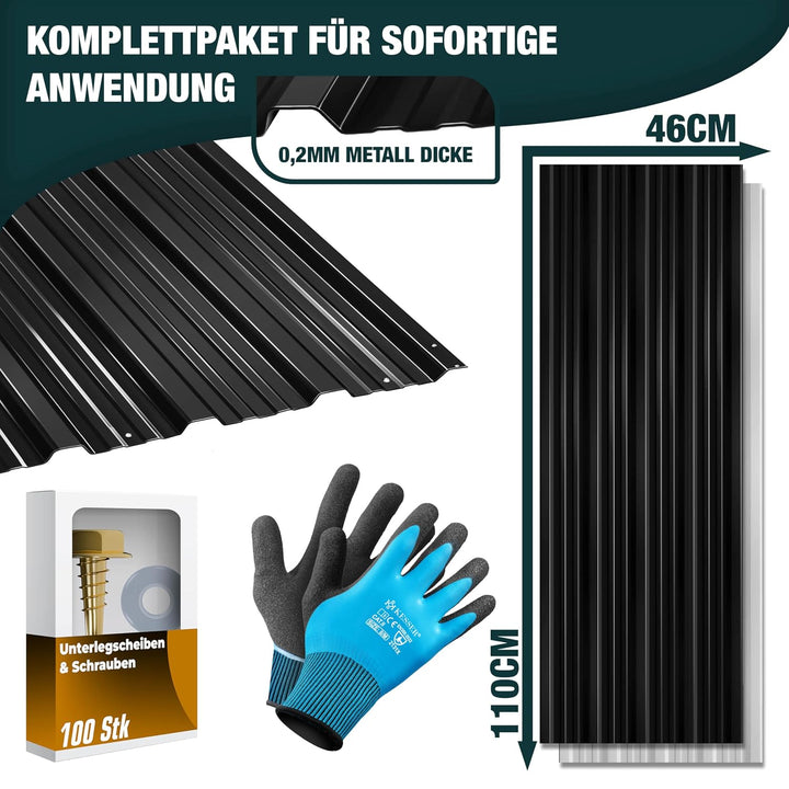 KESSER® 14 Stück Trapezblech Profilblech Set 110x46cm, 7 m² Dachblech verzinkter Stahl 0,25mm, Dachp