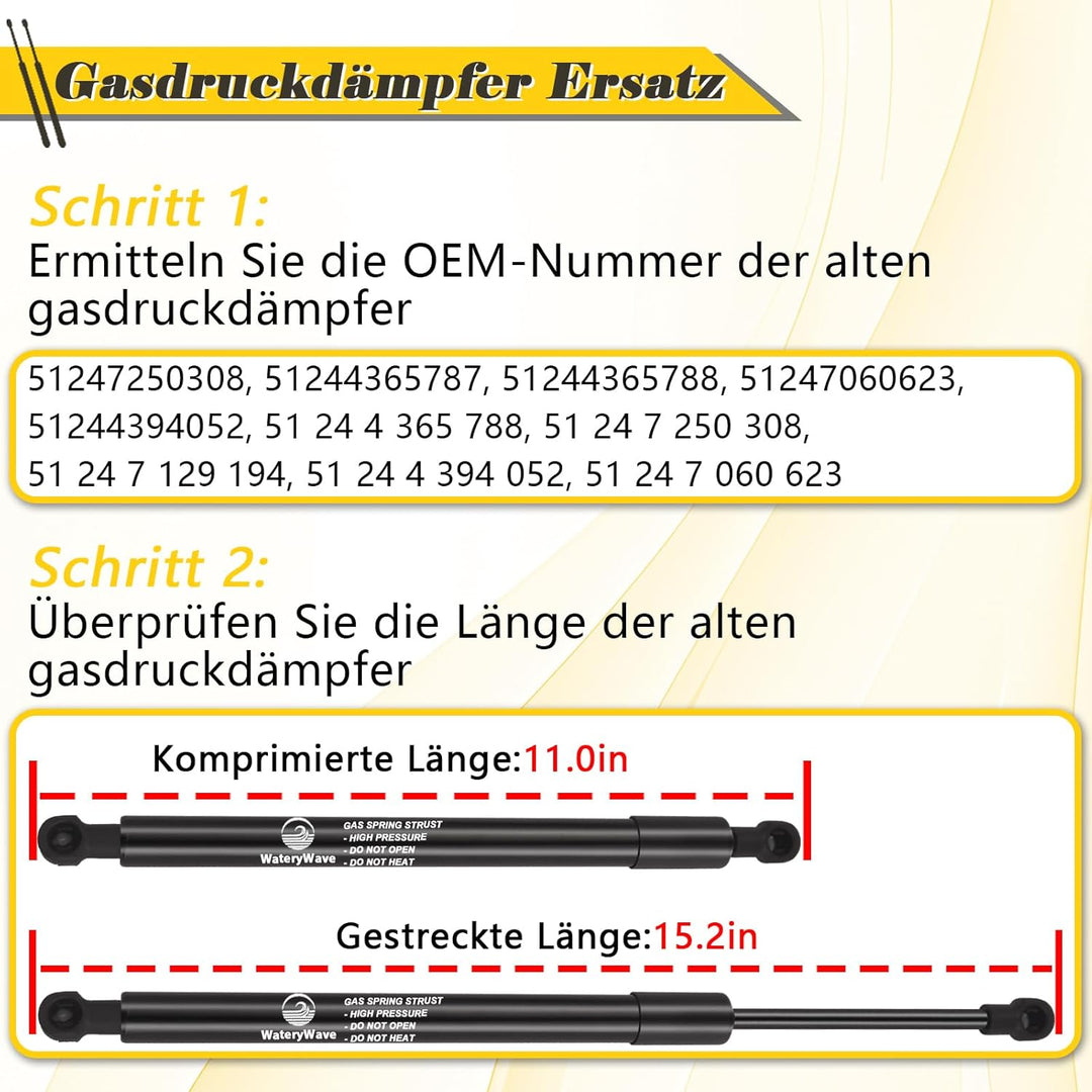 2X Heckklappendämpfer für BMW 3er E90 316 318 320 323 325 330 Limousine 2004-2011 für 3er E92 316 31