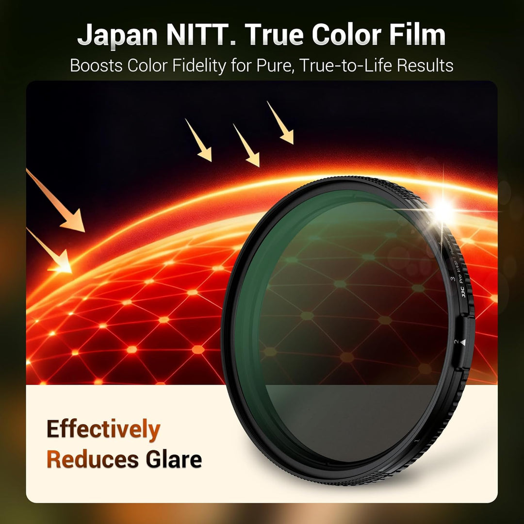82mm 3in1 Black Mist 1/4 Filter&ND&CPL Filter,Variabler ND2-32 (Blende 1-5) Polarisationsfilter,Nitt