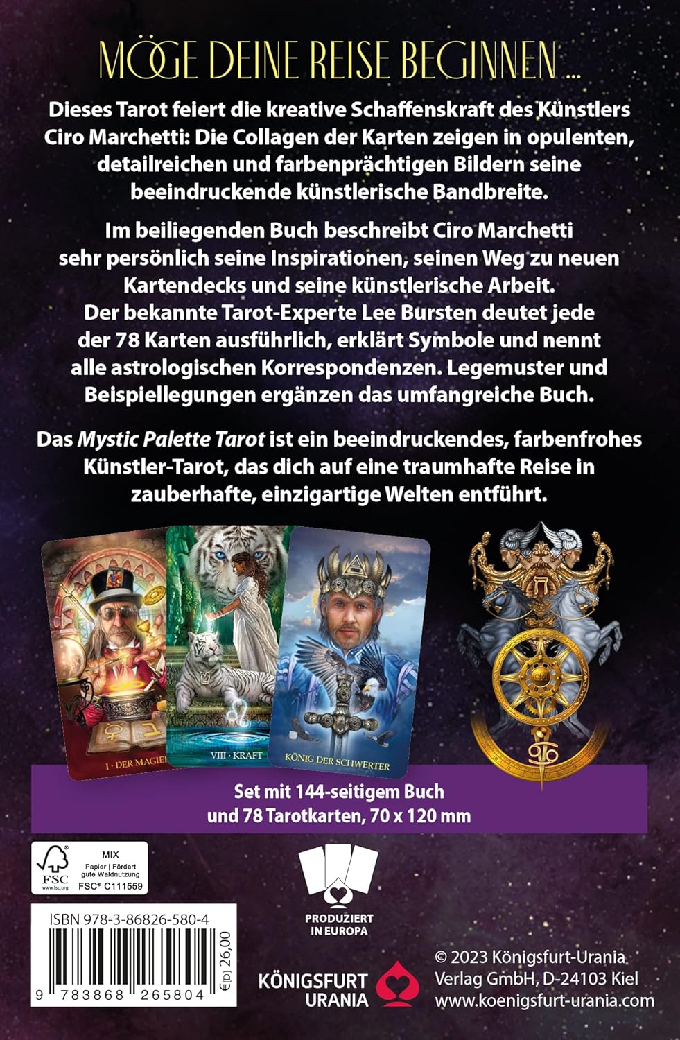 Mystic Palette Tarot: 78 Tarotkarten und farbiges Buch (Ciro Marchetti, Deutsch, Neuerscheinung 2023