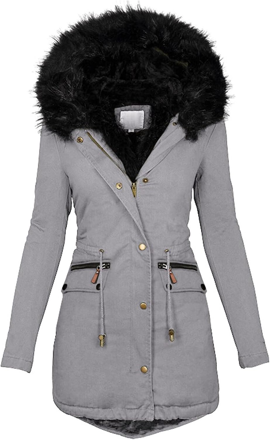 Fannyfuny Steppjacke Damen Winter, Warmer Lang Winterjacke Gefüttert Fleece Daunenjacke Baumwolle El