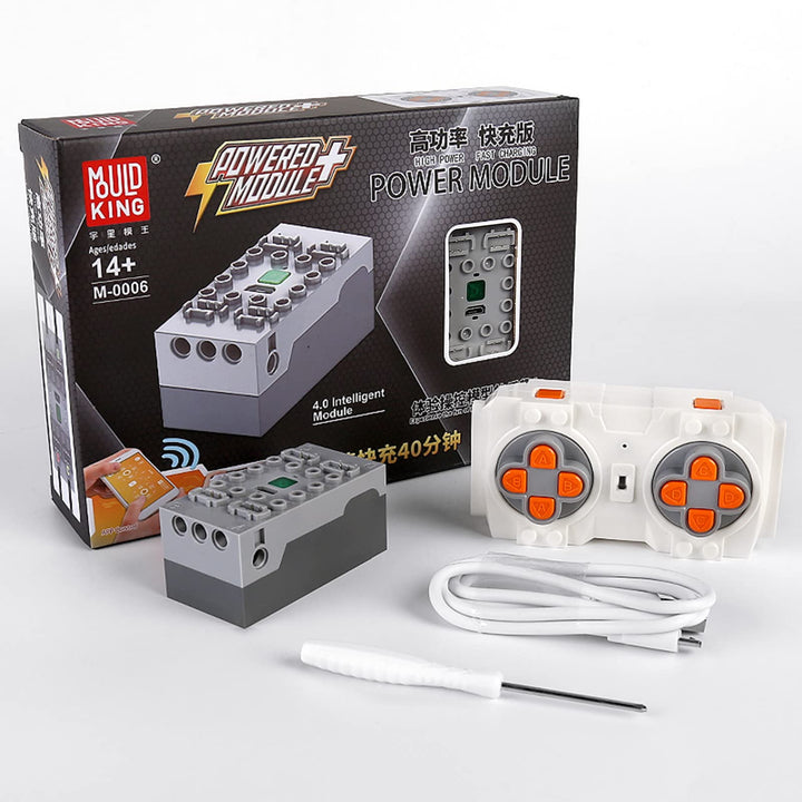 Mould King M006 4.0 Powered Module, inklusive wiederaufladbarer Fernbedienung und Batteriebox, 4 Pow