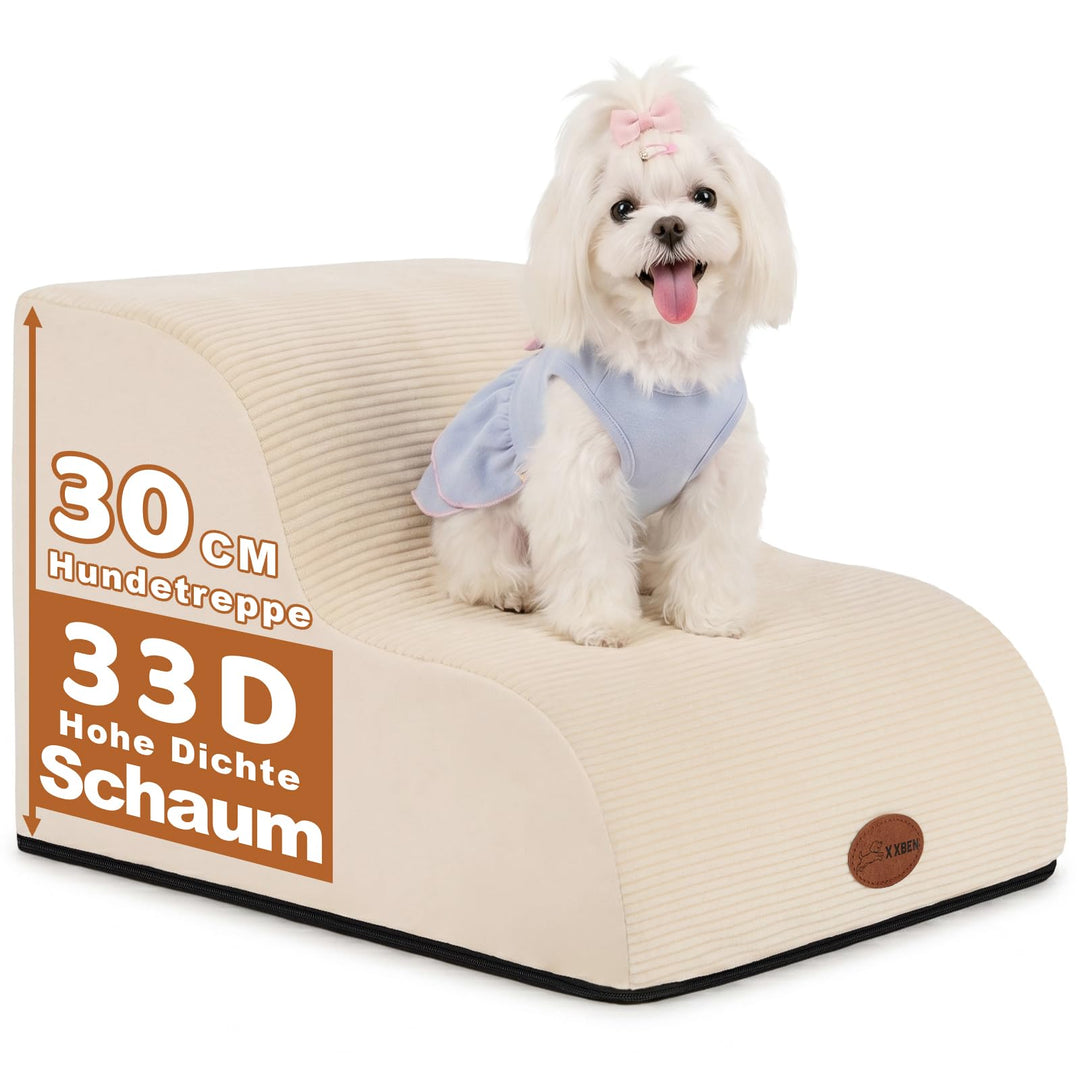 Hundetreppe für Kleine Hunde &amp; Katzen, Haustiertreppe für Sofa,30CM,2Stufen | 33D hochdichter Schaum