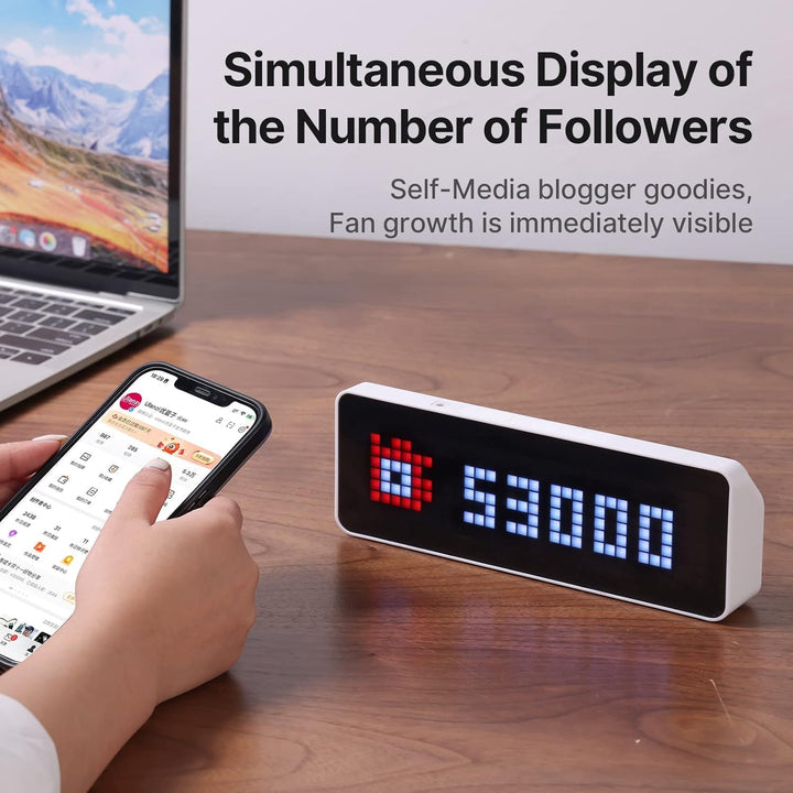 ULANZI TC001 Smart Pixel Clock, Social Media Counter, Digitaler Wecker mit Wetter, AWTRIX Simulator,