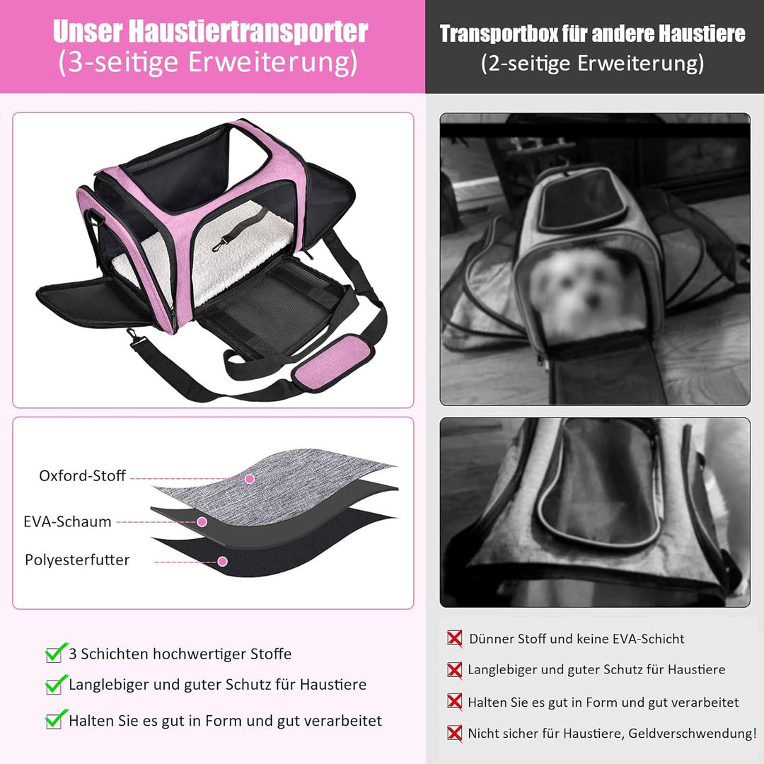 TOFFCAEA Transporttasche für Katze Hund, Hundetransportbox, Faltbare Katzentransportbox, tragbar, 5k