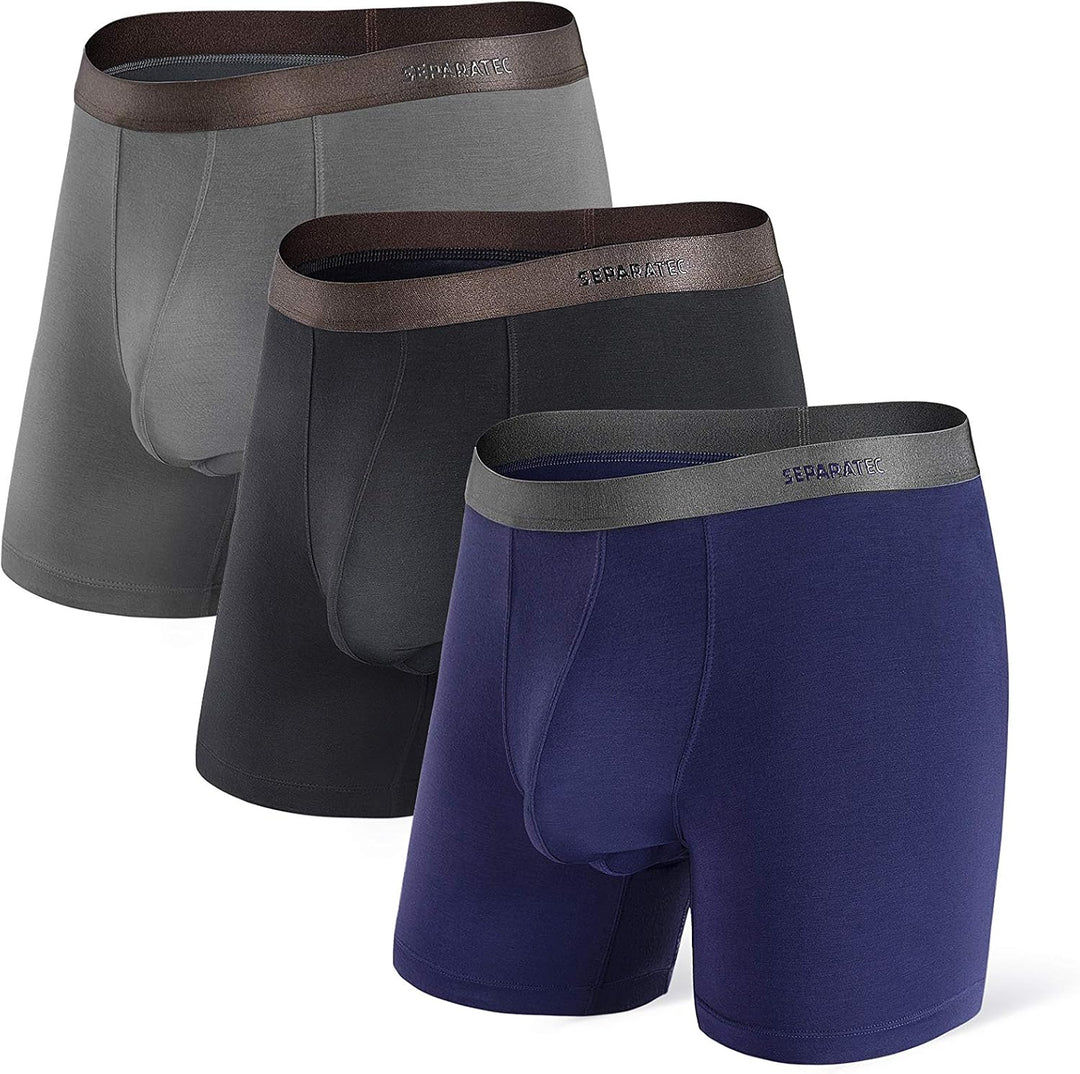 Separatec Boxershorts Herren Bambus Rayon Atmungsaktiv Weich Männer Unterhosen mit Doppelter Beutel