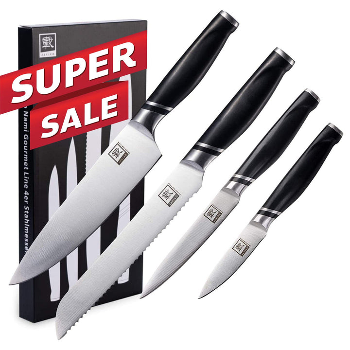 zayiko NAMI Messerset, 4-teilig, Chef- &amp; Brotmesser aus deutschem Edelstahl 4er Set, 4er Set