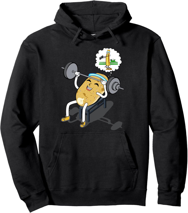 Funny Kartoffel Fitness Pumpernickel Hantelbank Langhantel Pullover Hoodie