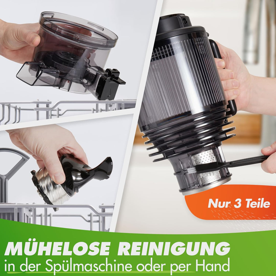 Nutrilovers Slow Juicer NUTRI-PRESS MAX+ Ganze Früchte entsaften Entsafter mit XXL 150 mm Öffnung, B