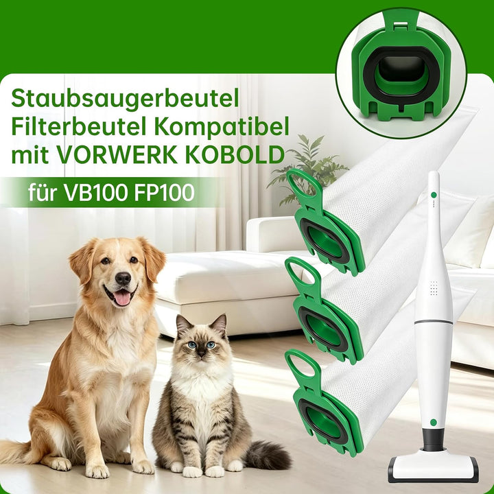 XIANGBIN 12 Stück Staubsaugerbeutel für Vorwerk Kobold VB100 Filtertüten Ersatz Beutel Zubehör Staub