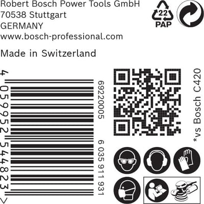 Bosch Accessories Bosch Professional 50x Schleifpapier Expert C470 Mehrloch (für Hartholz, Farbe auf