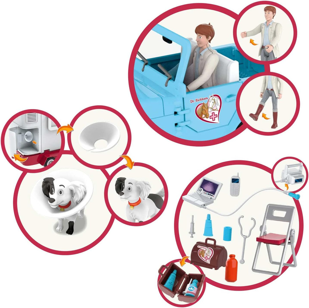 CRAZE Bibi und Tina Spielset Mobile Tierarzt Station Dr. Eichhorn Pferde Spielzeug Doktor Spielfigur