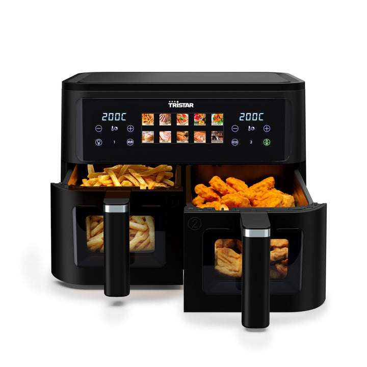 Tristar Doppelkorb-Heissluftfritteuse, 9 L Gesamtkapazität, 2500W, 10 Programme, Digitale Steuerung,