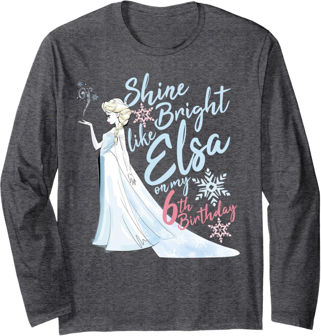 Disney Frozen Elsa Shine Bright On My 6th Birthday Langarmshirt