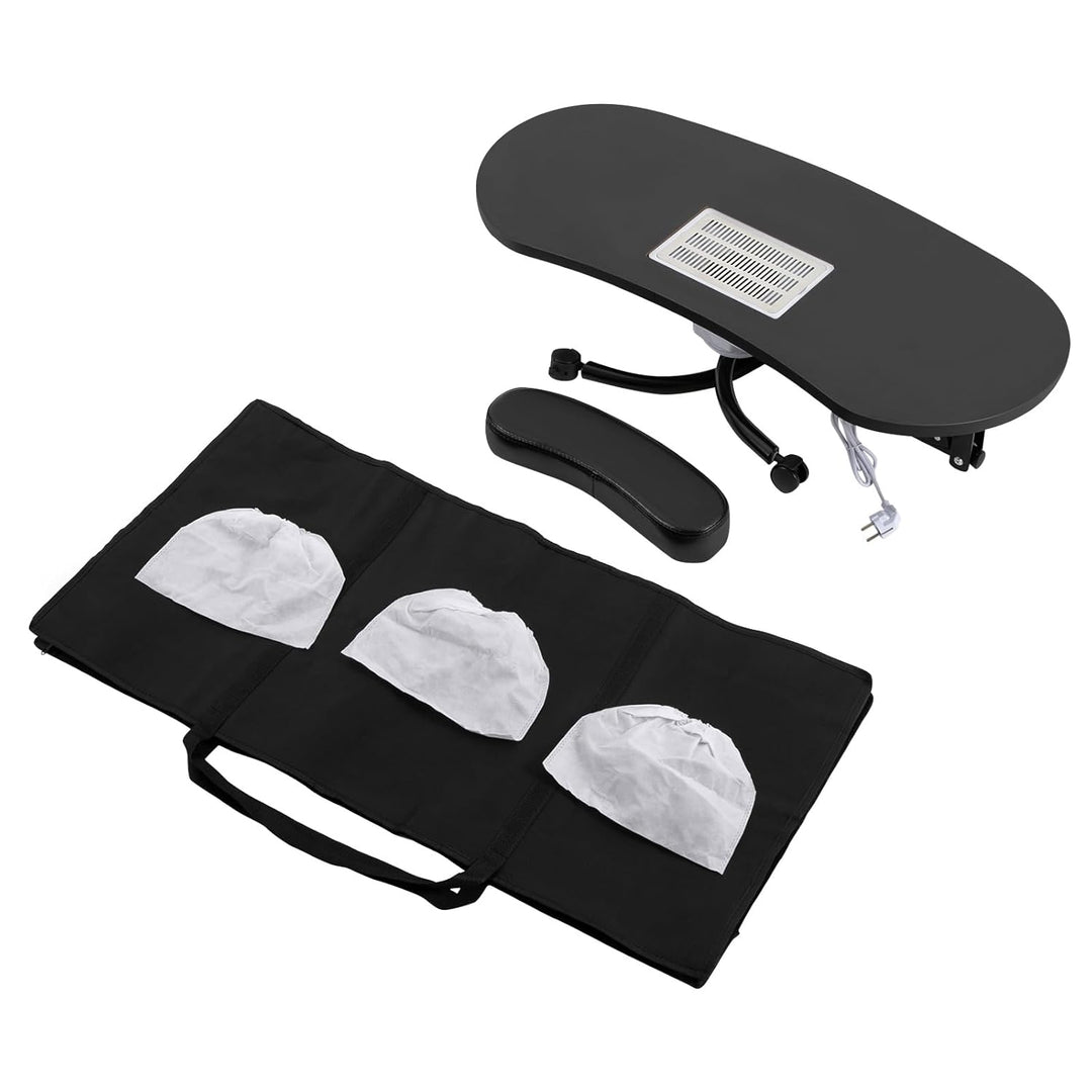 Manikürtisch mit Nagelstaubsauger, 90×40×72,5 cm, klappbar, mit Rollen und Bremsen – mobiler Nagelti