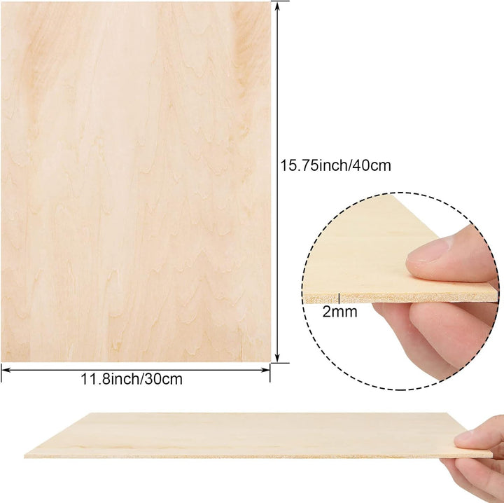 SENENQU 12 Stück Lindenholz 2 mm, Sperrholz 400 x 300 mm x 2 mm, Holzplatten zum Basteln für Laserpr