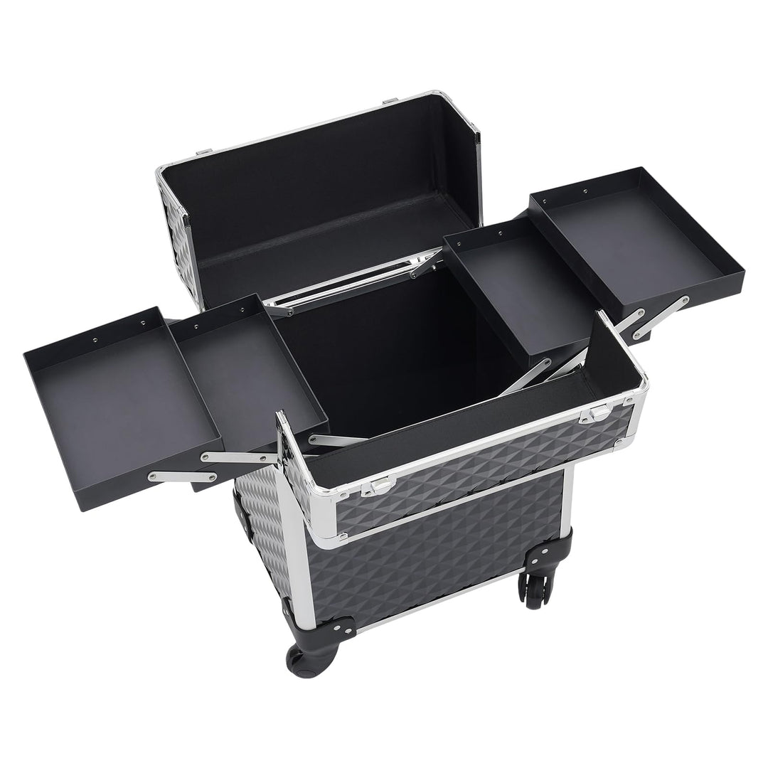 Schminkkoffer Kosmetikkoffer Trolley,Schminkkoffer mit 2 klappbare Fächer,Trolley - Aufbewahrungskof
