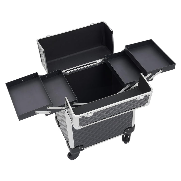 Schminkkoffer Kosmetikkoffer Trolley,Schminkkoffer mit 2 klappbare Fächer,Trolley - Aufbewahrungskof