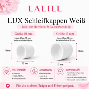 LALILL Schleifkappen LUX 50 Stück – weisse Fräskappen für Nagelfräser – Maniküre, Pediküre & Podolog