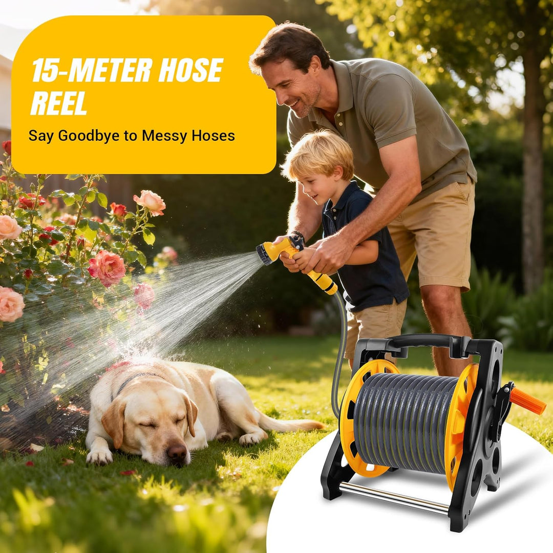 Schlauchtrommel, Gartenschlauchtrommel mit Schlauchrohr (1 Schlauchtrommel + 15 m Schlauchrohr) 1 Ho