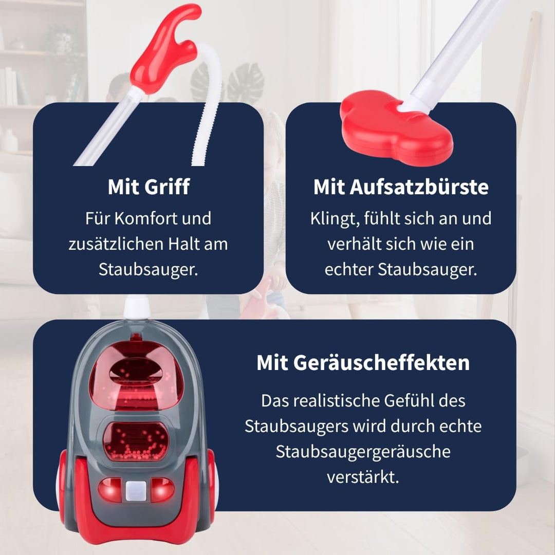 Dirt Devil Spielzeug Staubsauger mit Schlauch und Soundeffekten - Kinderstaubsauger mit Wirbelnden P