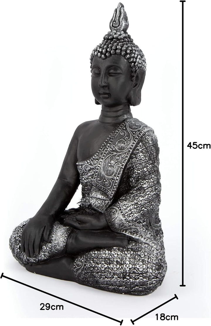 K&L Wall Art Sitzender Buddha Beton Grau Kunststein Feng Shui Deko Figur grosse Buddhastatue Garten