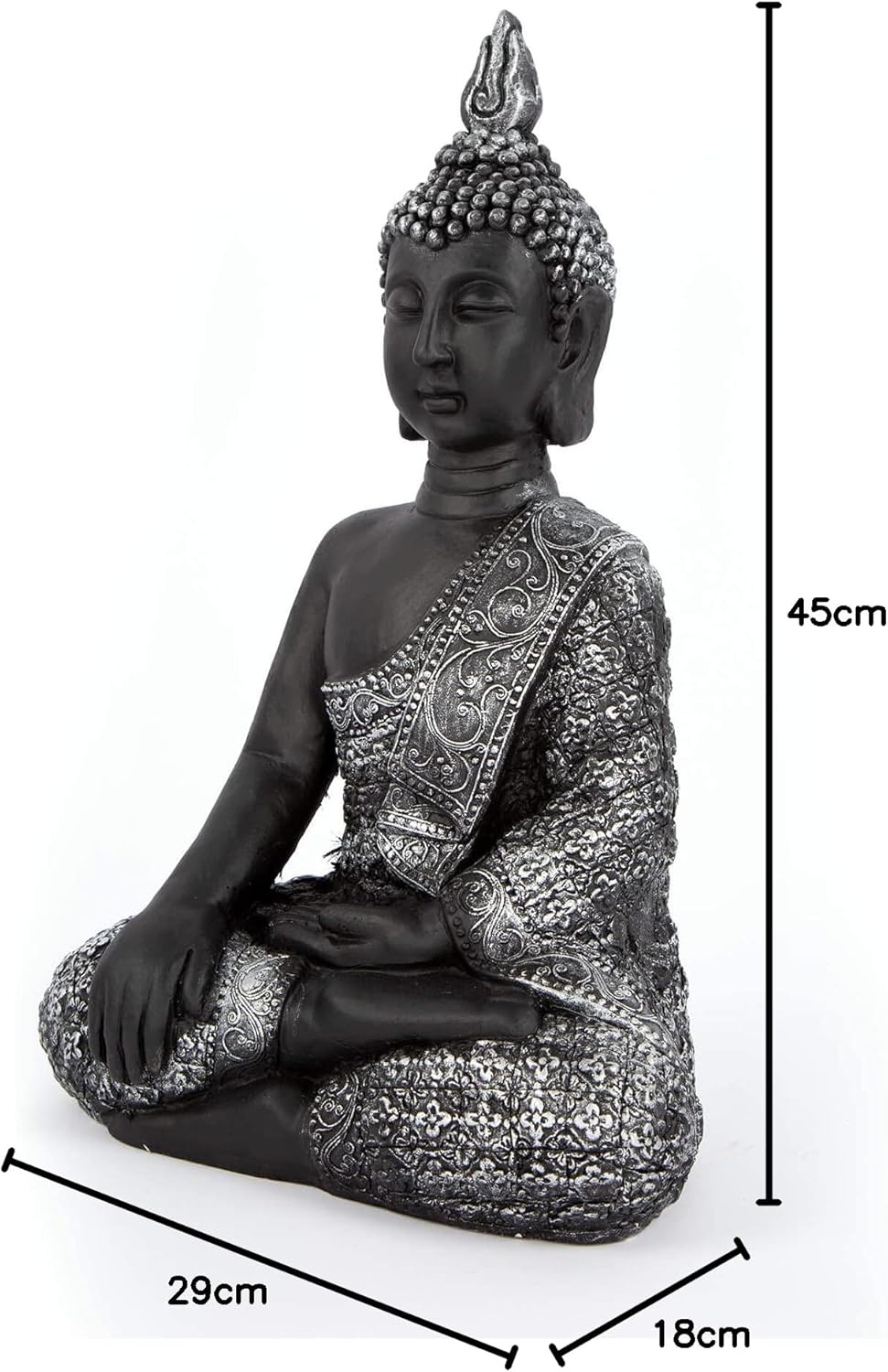 K&L Wall Art Sitzender Buddha Beton Grau Kunststein Feng Shui Deko Figur grosse Buddhastatue Garten