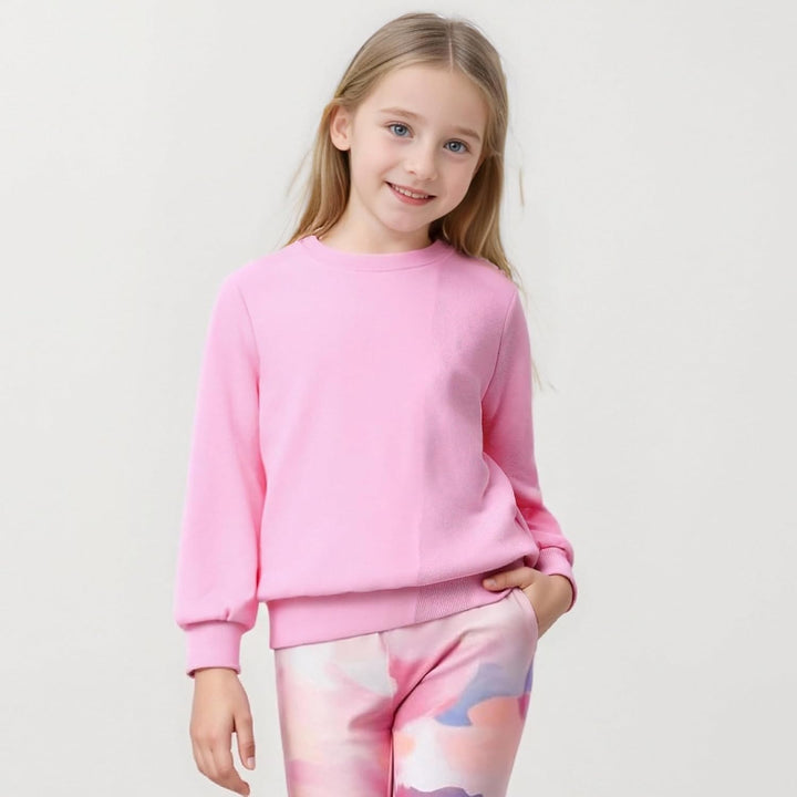 Pullover mit Rundhalsausschnitt aus Baumwolle, Langarm, für Jungen und Mädchen 6 Jahre Rosa, 6 Jahre