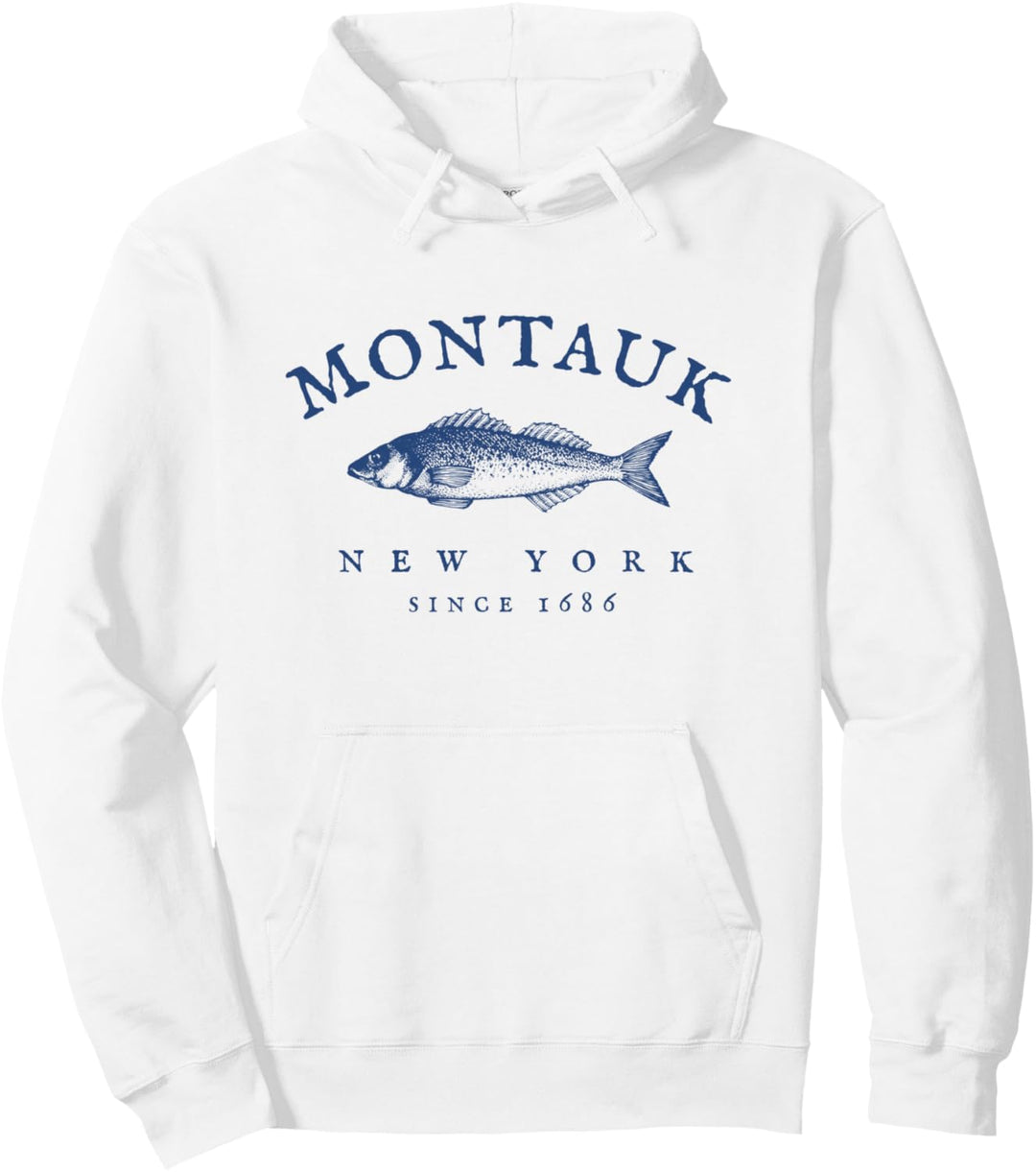 Retro Montauk New York Fischen Pullover Hoodie