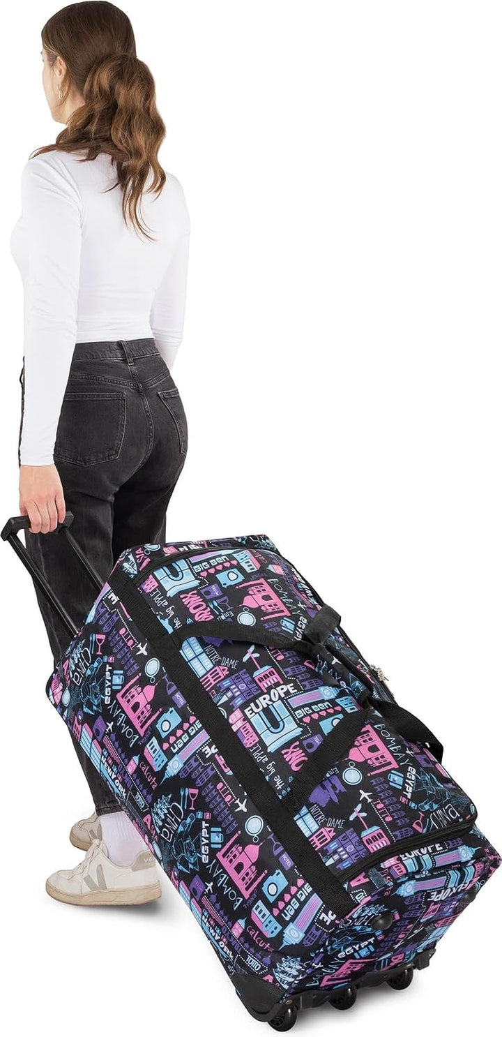 normani Reisetasche 80 L Reise-Trolley Jumbo XXL Big-Travel mit 3 Rollen und grossem Hauptfach - rie