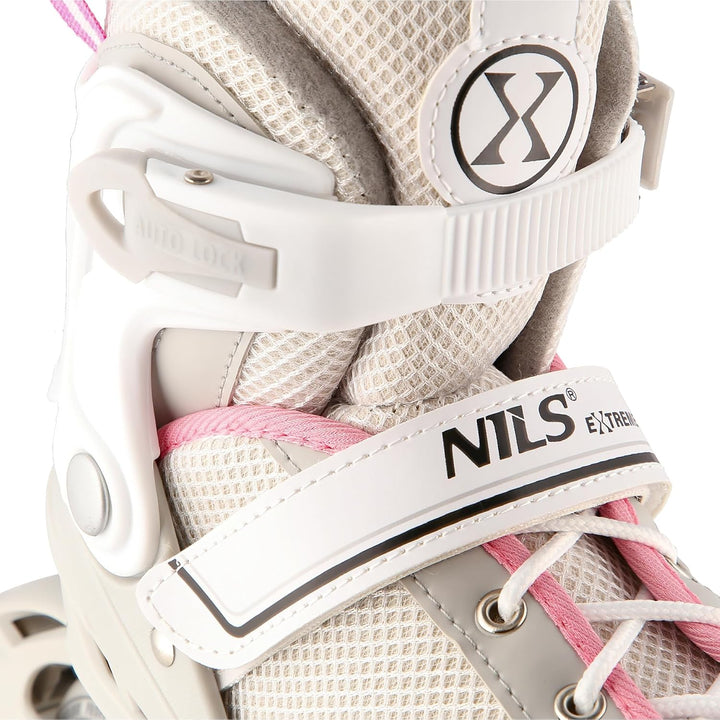NILS EXTREME NH18188A 2-in-1 Inliner &amp; Schlittschuhe Grau-Rosa Grösse M (34–38) | Austauschbare Hock