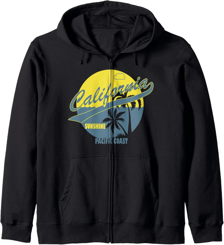 Vintage Retro California Palm Tree Ocean Summer West Coast Kapuzenjacke