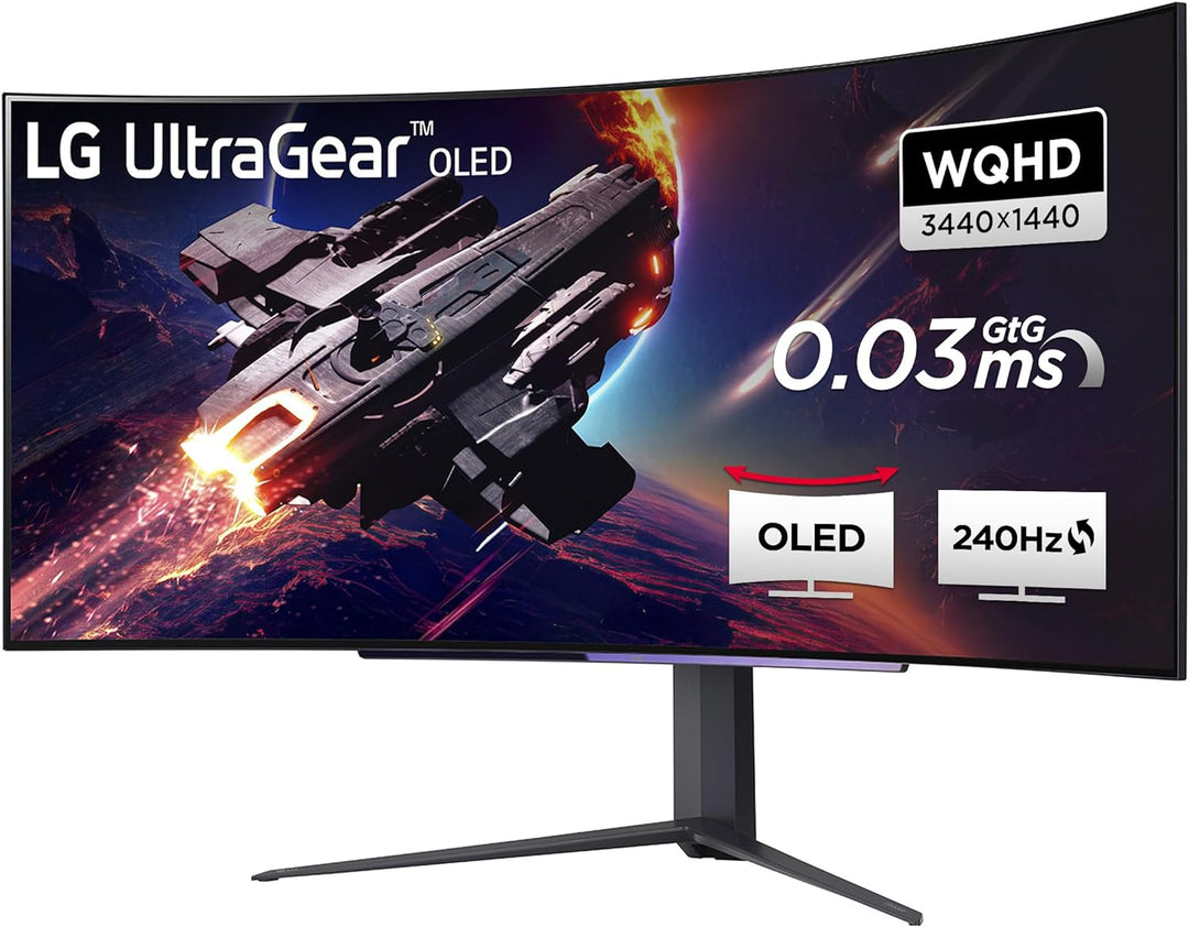 LG Electronics 45GR95QE-B Ultragear Gaming Monitor 45" (113 cm), Curved, OLED, 3440 x 1440, 21:9, WQ
