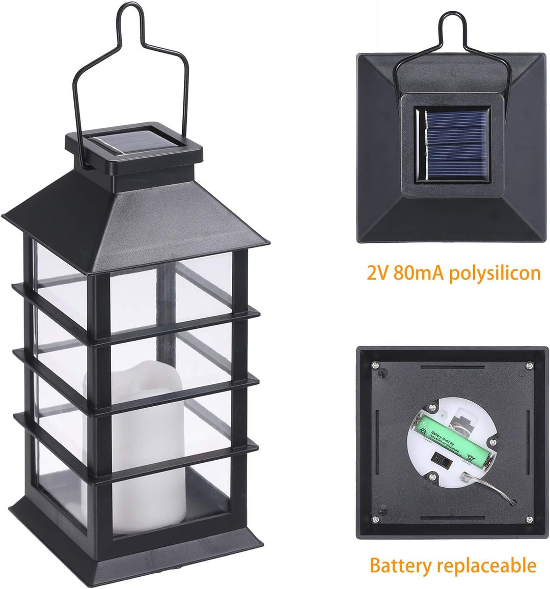 Solar Laterne, Tomshine 2er SolarLaterne mit Kerzen Lichteffekt Solarlampe für Aussen im Freien häng
