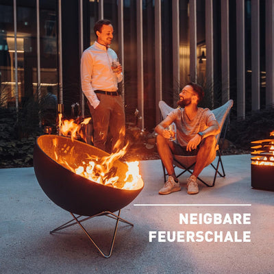 höfats - BOWL 70 Feuerschale mit Edelstahl Sternfuss - raucharme Verbrennung - Feuerstelle mit Planc