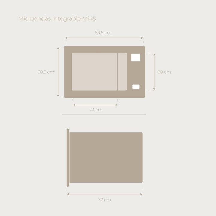 EVVO Integrierte Mikrowelle Mi45 Glas Bl, 25 l Fassungsvermögen, Grill 1200 W, Tür und Rahmen mit Gl
