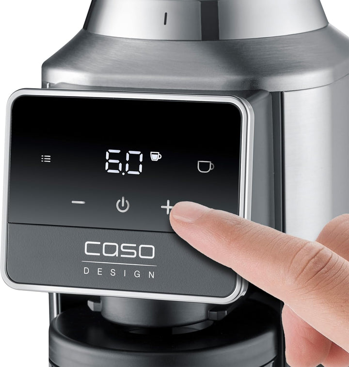 CASO BaristaChef Inox Pro - elektrische Kaffeemühle, mit Siebträgerhalterung