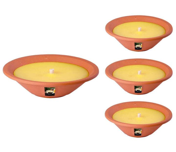 Flammschalen Lemon Citronella für draussen 4 Stück - Outdoor-Kerzen Terracotta - Für deinen Garten -