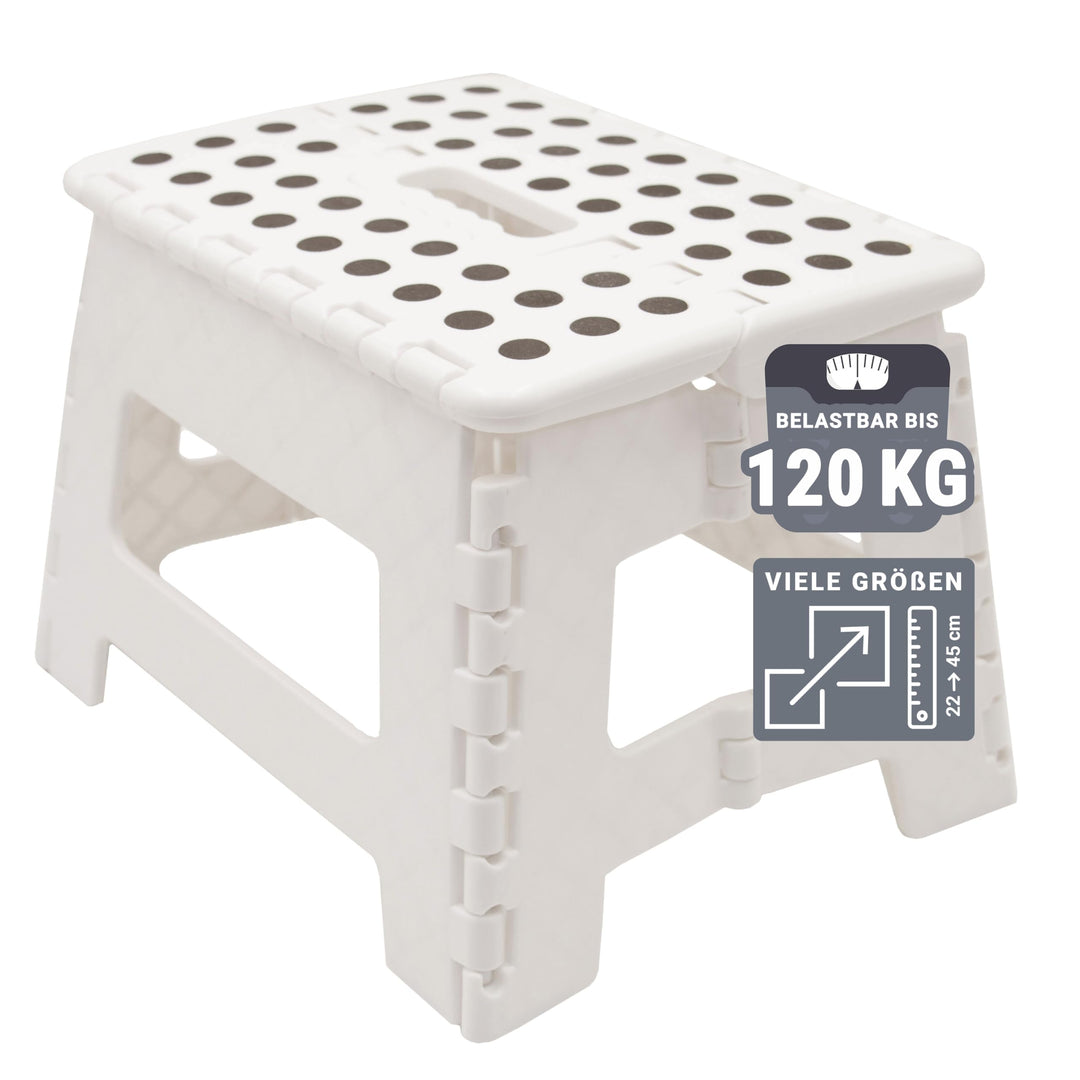 ZOLLNER Tritthocker faltbar - Klapphocker für Kinder und Erwachsene bis 120kg - Anti-Rutsch-Beschich