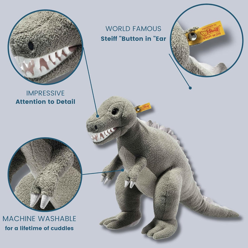 Steiff 067136 Thaisen T-Rex Dino - 45 cm - Kuscheltier - grau Paloma, Paloma