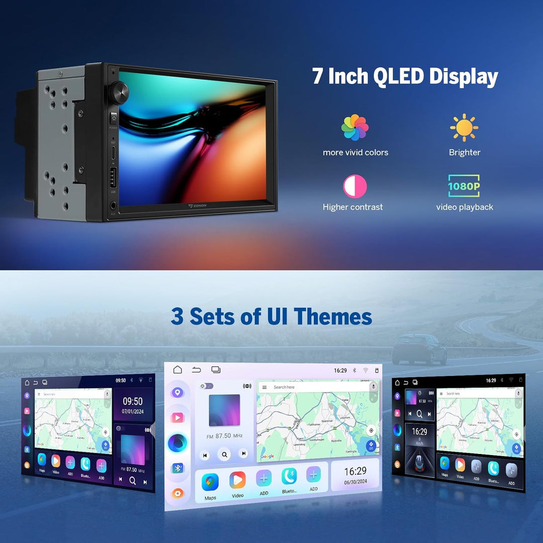 Eonon 7 Zoll Android 14 Doppel-Din-Autoradio 4+64GB GPS Navigationssystem CarPlay Android Auto Scree