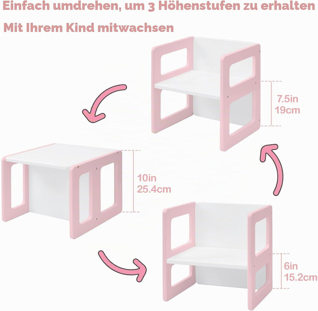 FUNLIO Höhenverstellbarer Montessori Entwöhnungsstuhl für Alter 1-3, Qualitätsstuhl aus Massivholz,