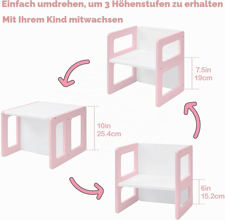 FUNLIO Höhenverstellbarer Montessori Entwöhnungsstuhl für Alter 1-3, Qualitätsstuhl aus Massivholz,