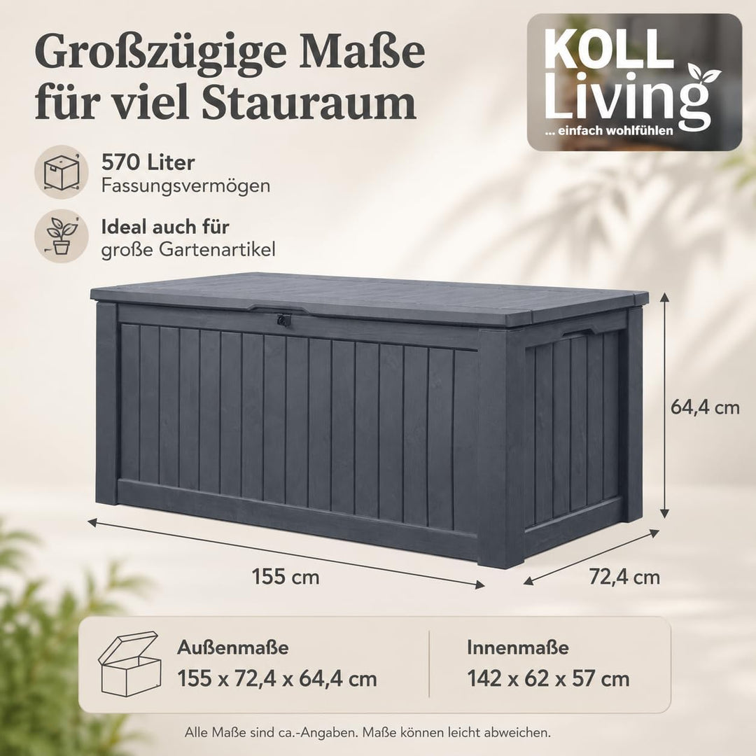 Koll Living Auflagenbox/Kissenbox 570 Liter l 100% Wasserdicht l mit Belüftung dadurch kein übler Ge