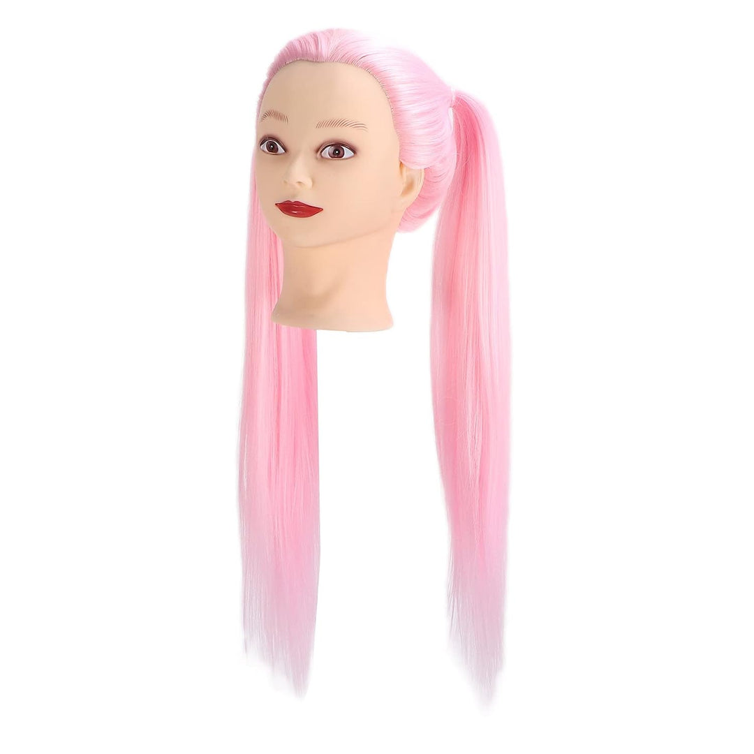 NSXAYIWE Rosa Haar-Mannequin-Kopf, Echthaar-Kosmetologie-Mannequin-Kopf, Puppenkopf für Haarstyling-