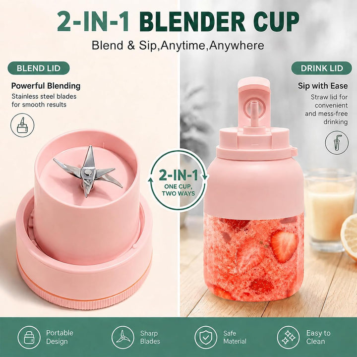Tragbarer Mixer, 1200 ml Fresh Juice Mixer Flasche, Smoothie Maker to Go, Blender Bottle mit Auslauf