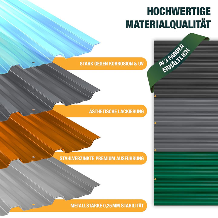KESSER® 14x Profilblech Trapezblech 110cm x 46cm = 7 m² - Dachblech für Gerätehaus, Dachplatten Verz